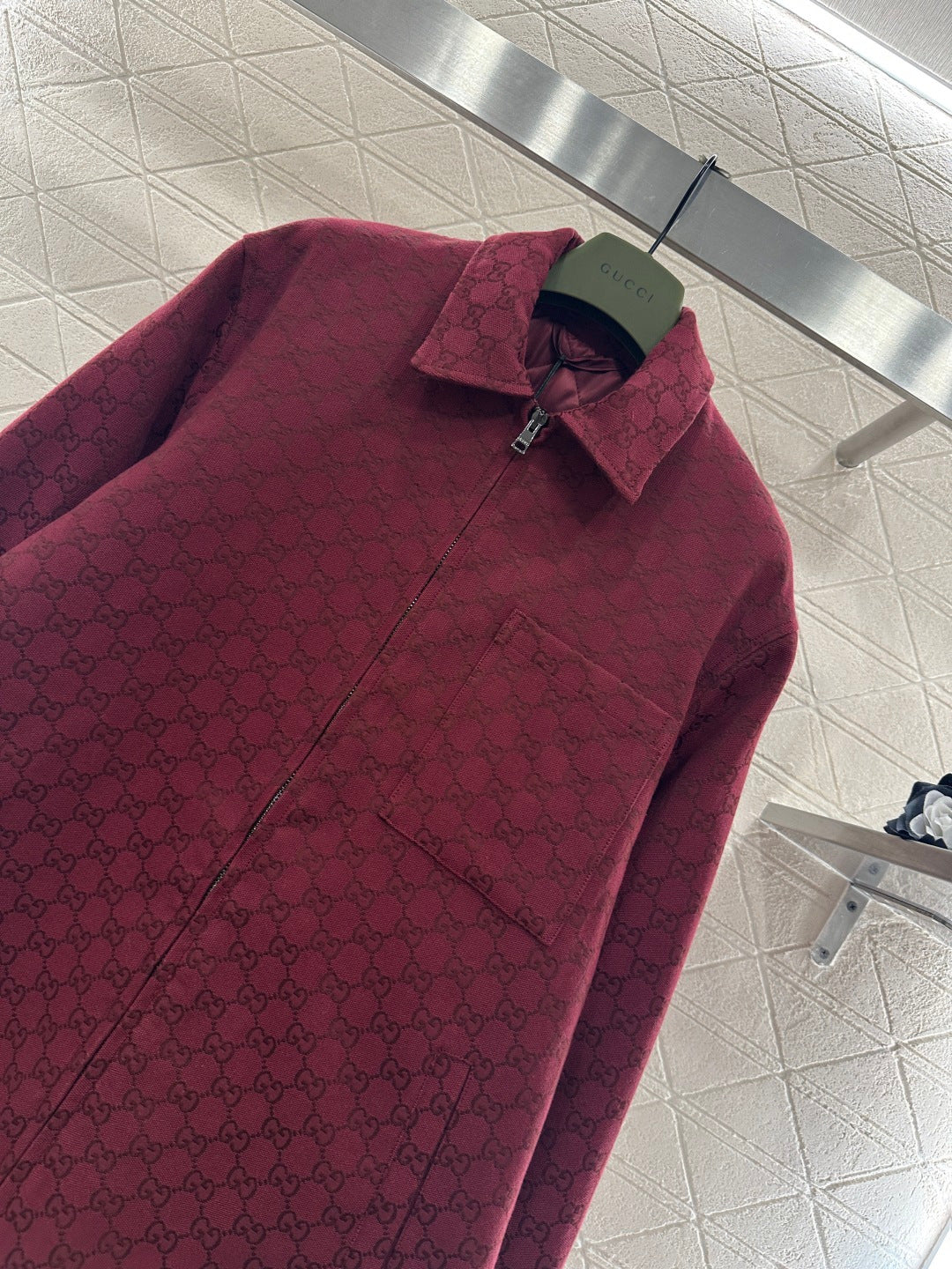 古G家-25翻領拉鍊棉服外套 紅色