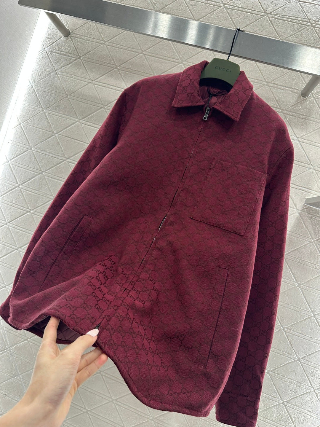 古G家-25翻領拉鍊棉服外套 紅色