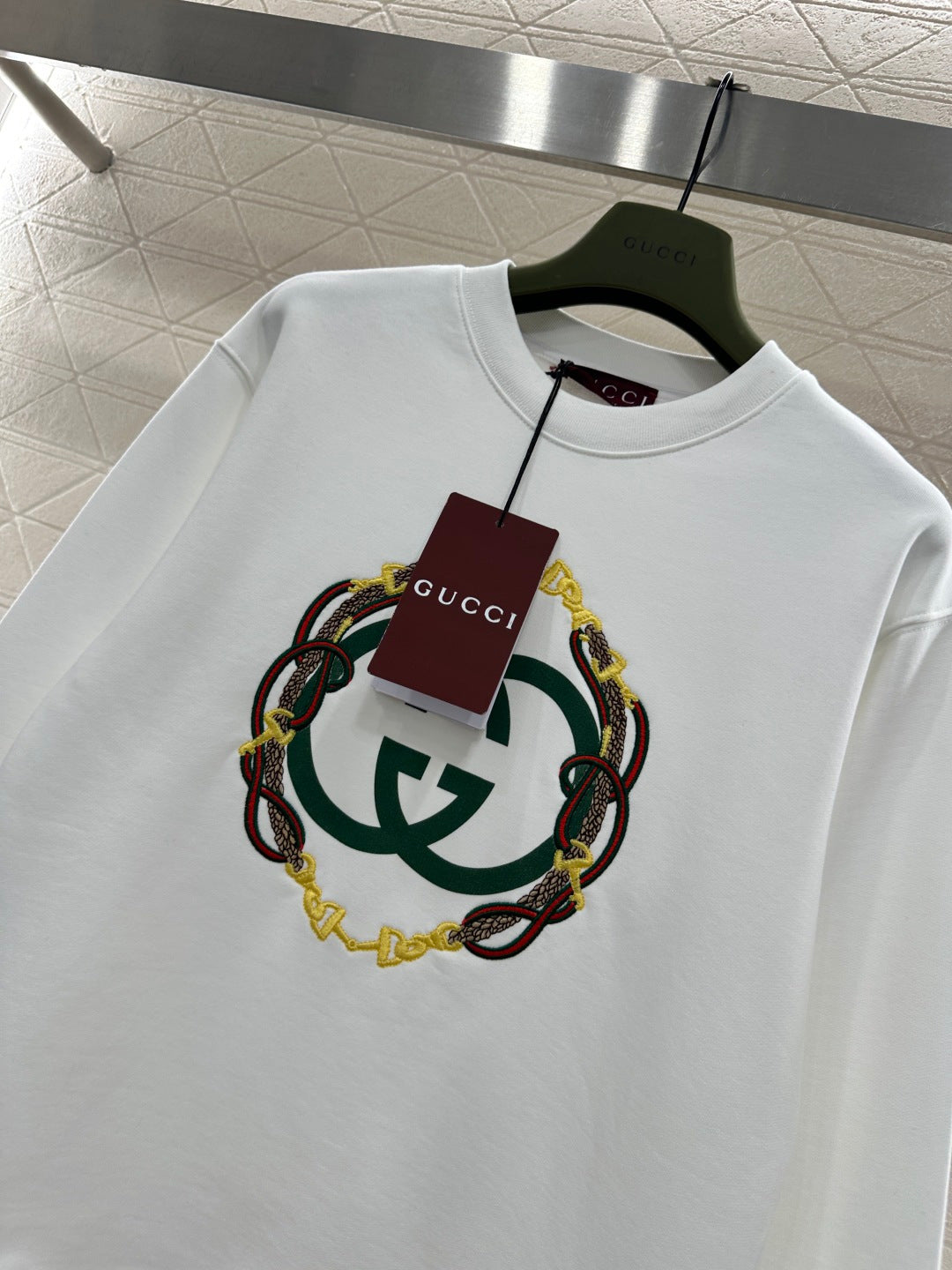 古G家-26圓領刺繡標誌衛衣 白色