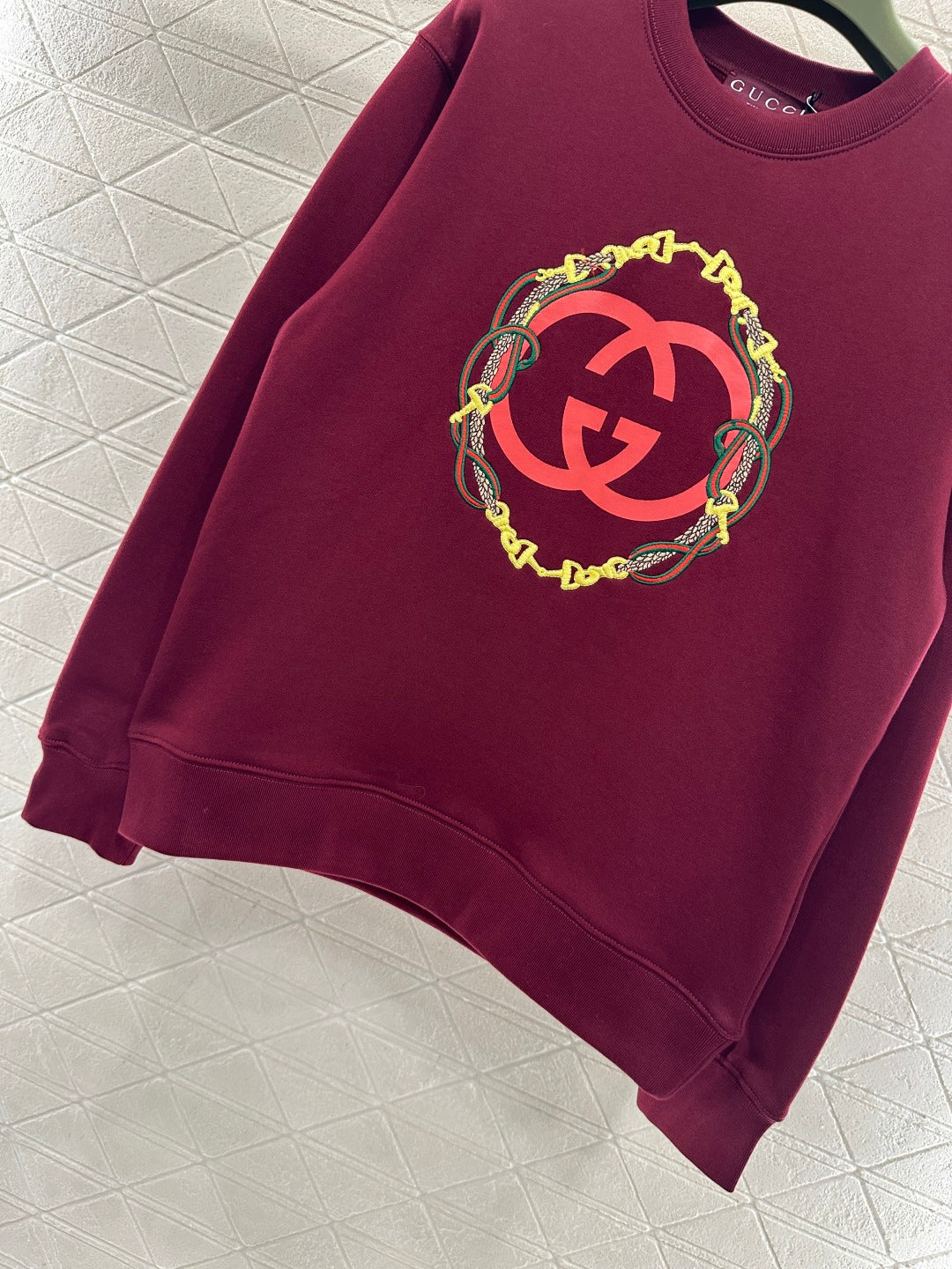 古G家-26圓領刺繡標誌衛衣 紅色