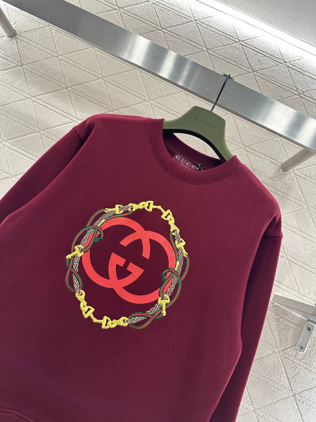 古G家-26圓領刺繡標誌衛衣 紅色