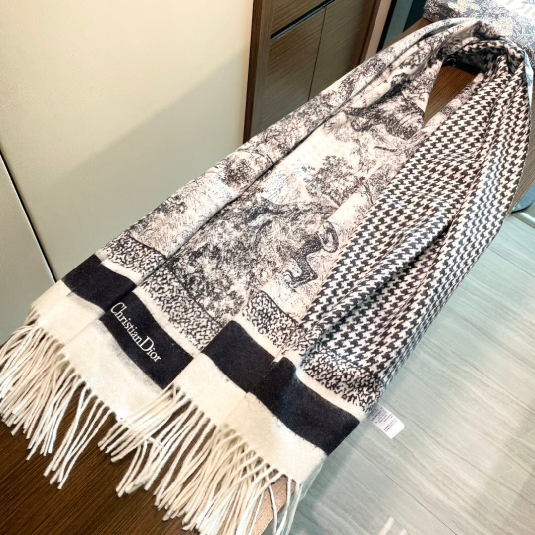 迪D家-動物元素流蘇長巾 70×200CM