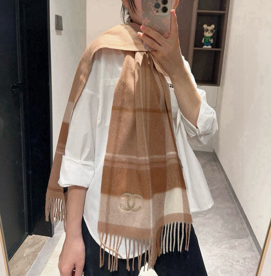 小香家-山羊絨 30*180cm 水波紋小圍巾