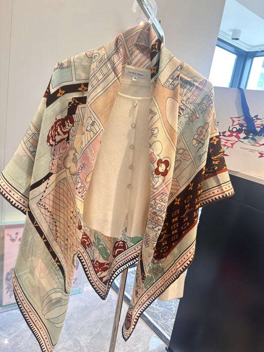 路L家-真絲雙面同色 140X140cm 70%羊絨30%