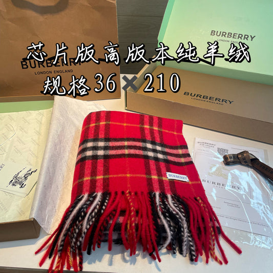 巴B家-蘇格蘭大紅格圍巾 36x210cm 羊絨格紋