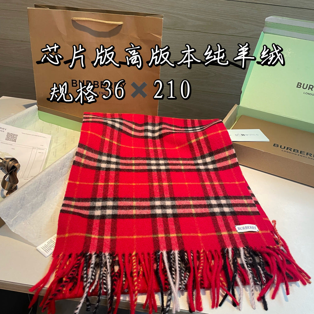 巴B家-蘇格蘭大紅格圍巾 36x210cm 羊絨格紋