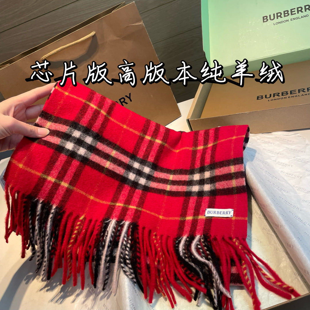 巴B家-蘇格蘭大紅格圍巾 36x210cm 羊絨格紋