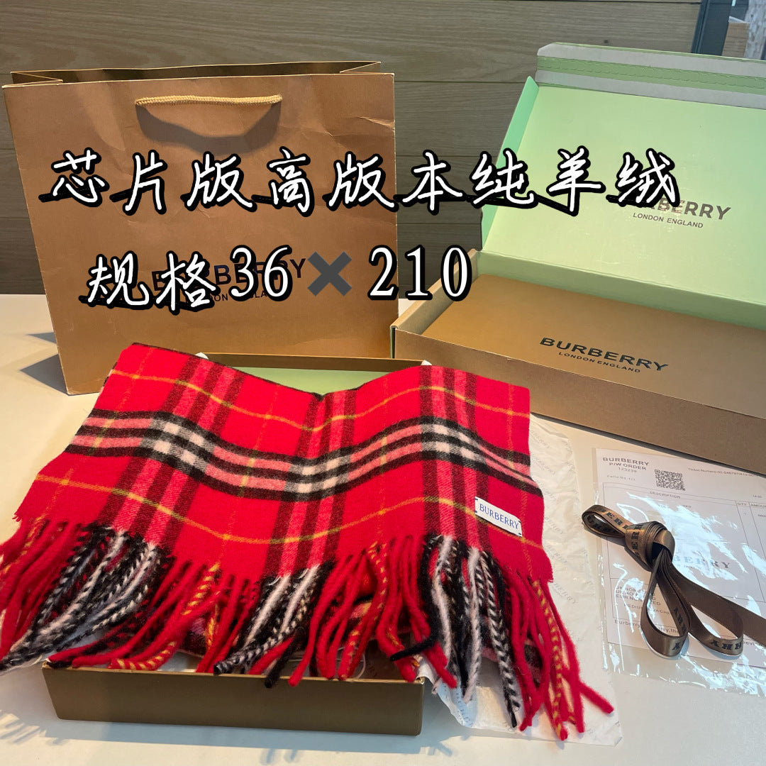巴B家-蘇格蘭大紅格圍巾 36x210cm 羊絨格紋