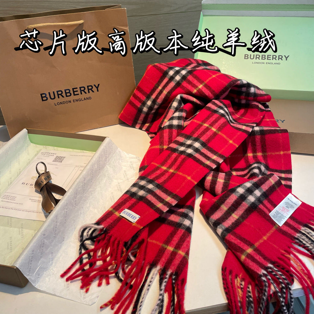 巴B家-蘇格蘭大紅格圍巾 36x210cm 羊絨格紋