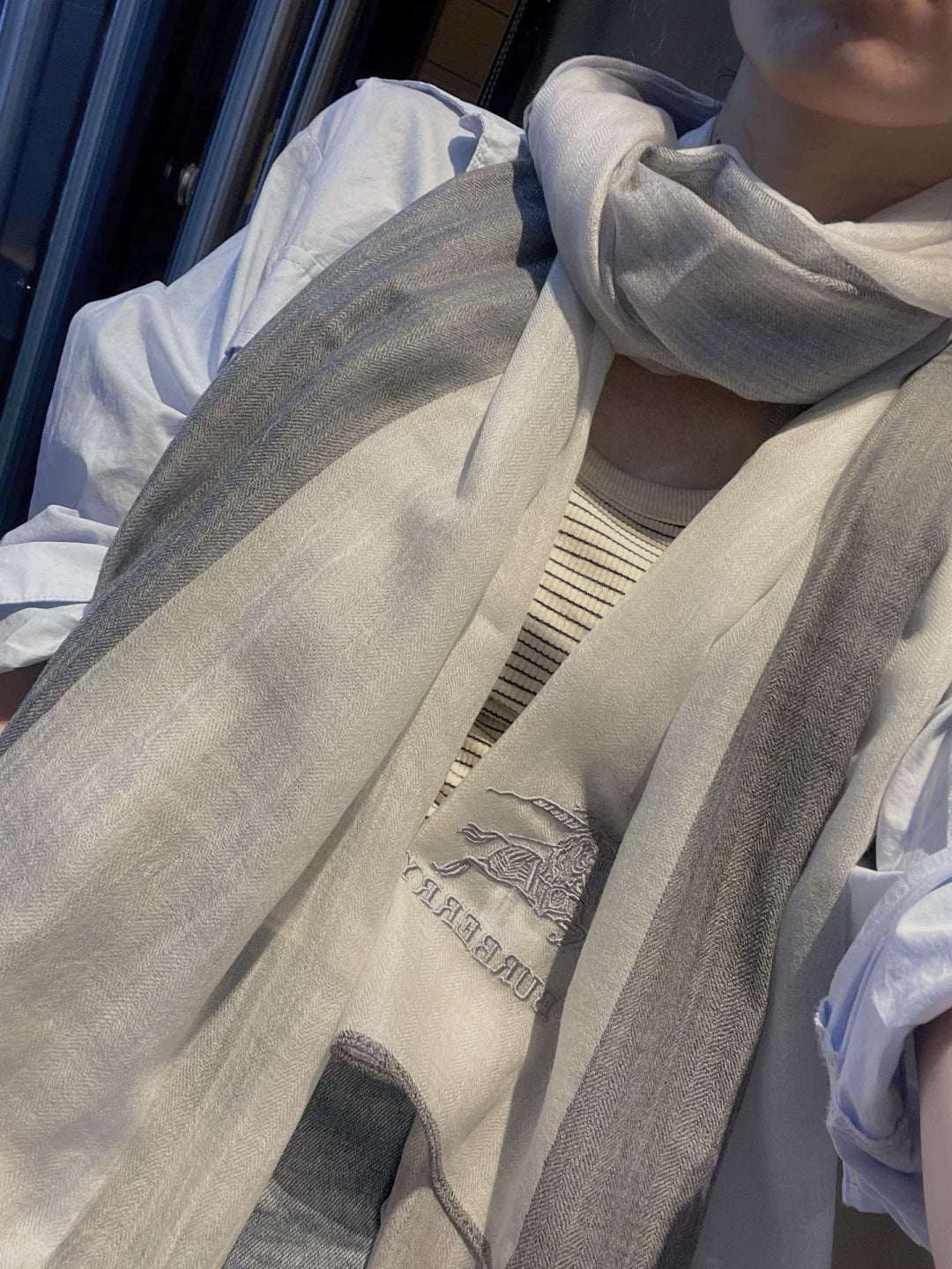 巴B家-超薄羊絨格紋披肩 90*200cm