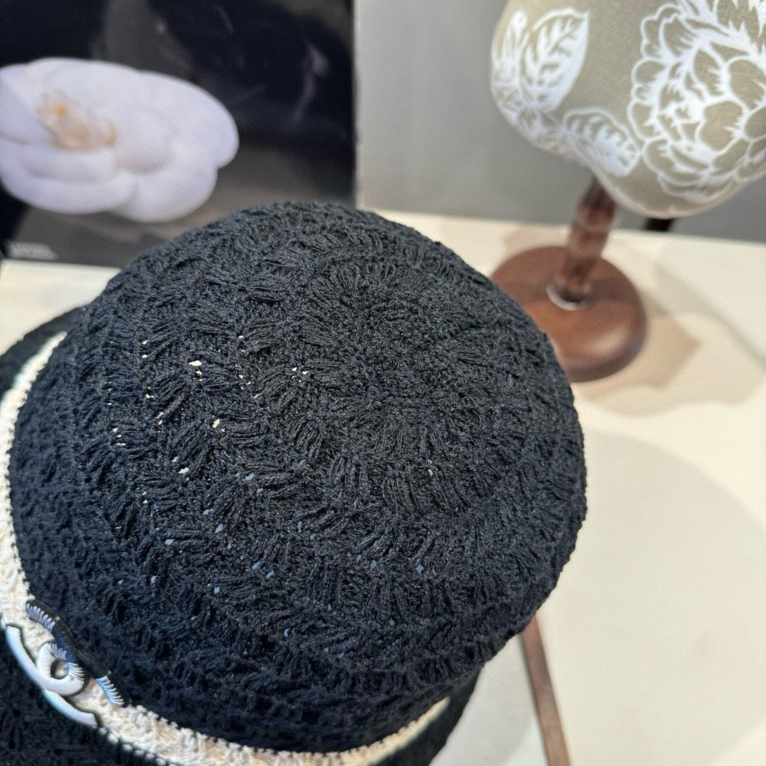 小香家-新款針織漁夫帽-黑白拼接