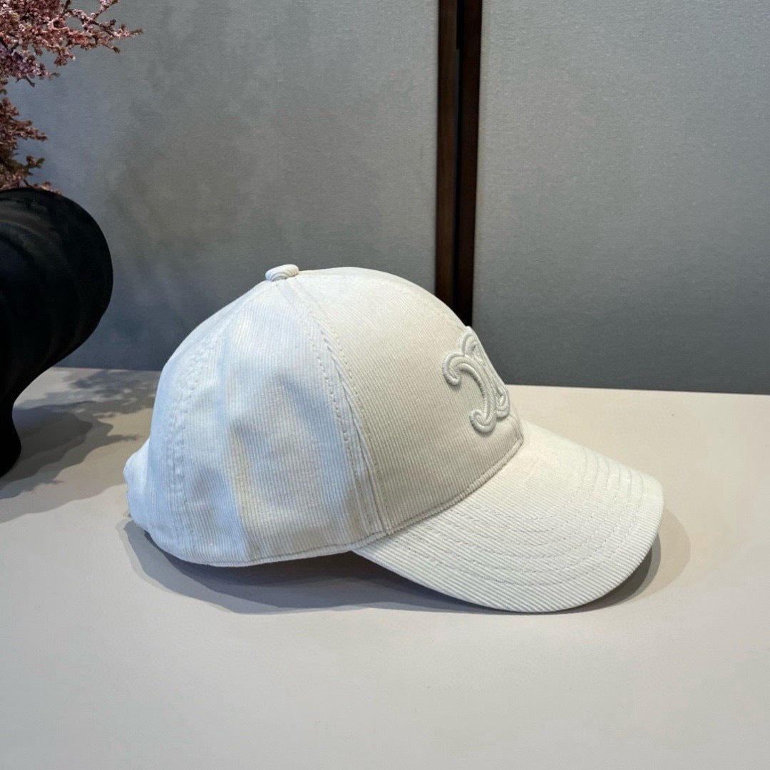 賽C家-新鴨舌帽 燈芯絨鴨棒球帽-白色