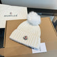 Moncler-新款羊毛線帽-白色