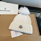 Moncler-新款羊毛線帽-白色