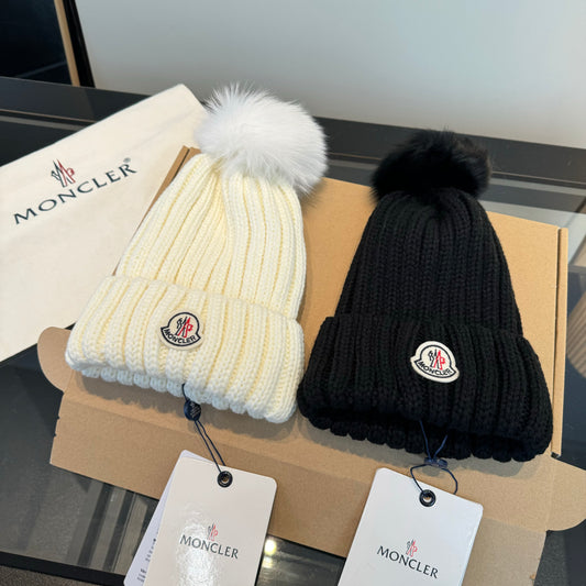 Moncler-新款毛線帽 跑量款-黑色