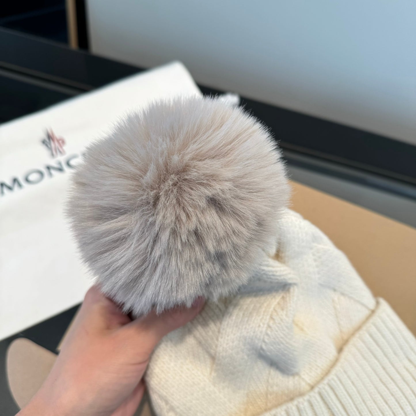 Moncler-新款毛線帽 跑量款-白色