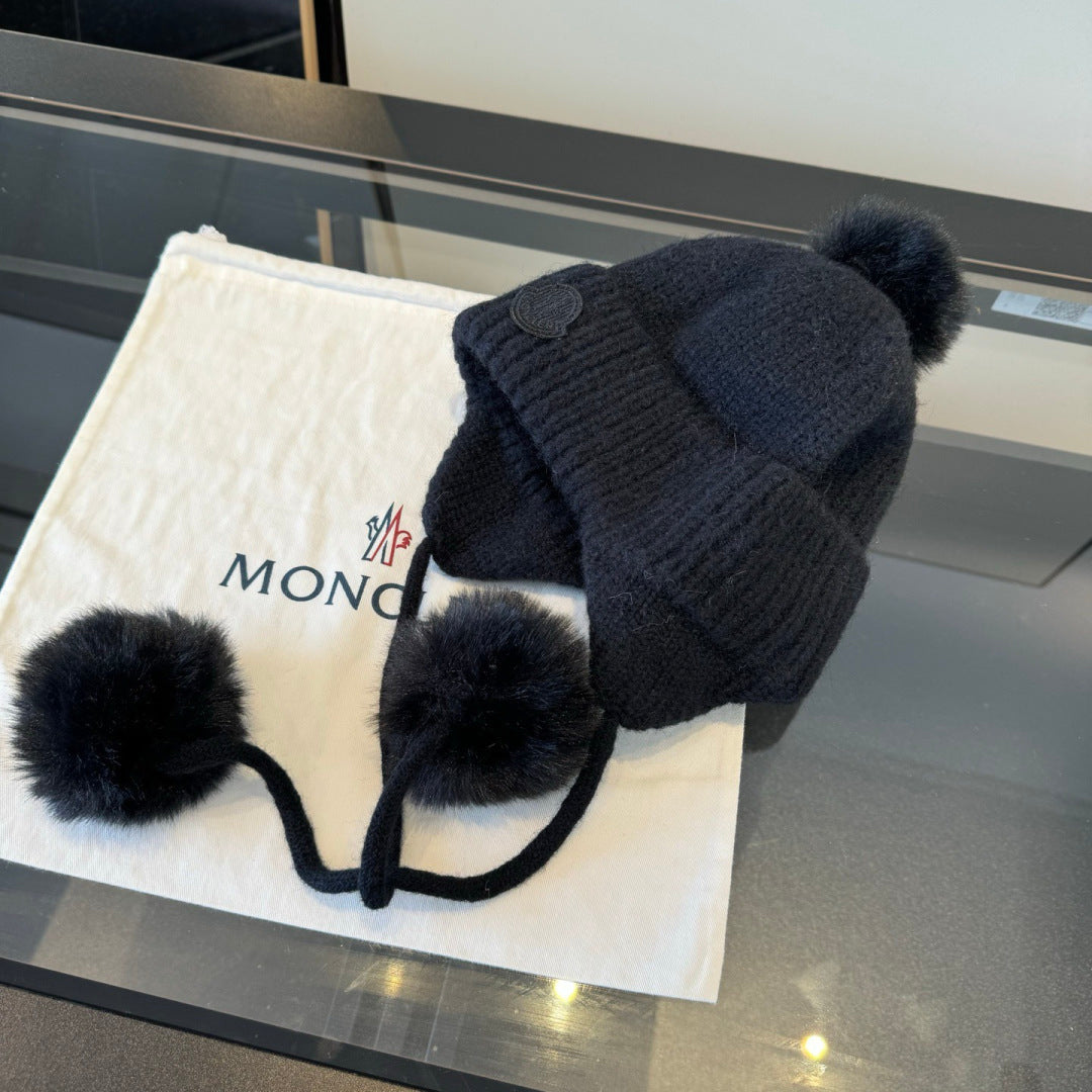 Moncler-新款護耳帽-黑色