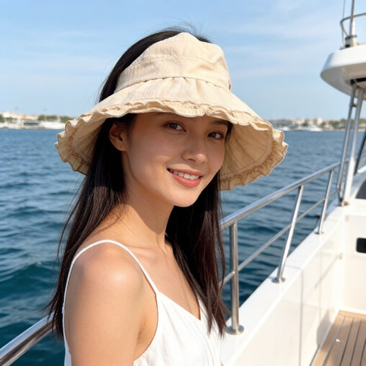 小香家-空頂遮陽漁夫帽 杏色