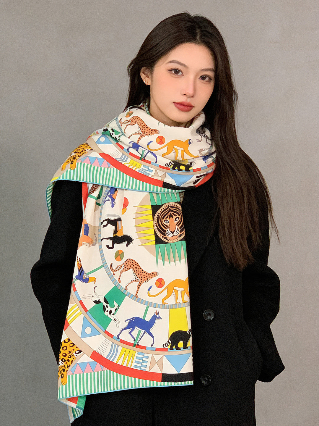 小愛款-雙面同色羊絨方巾 140cm*140cm