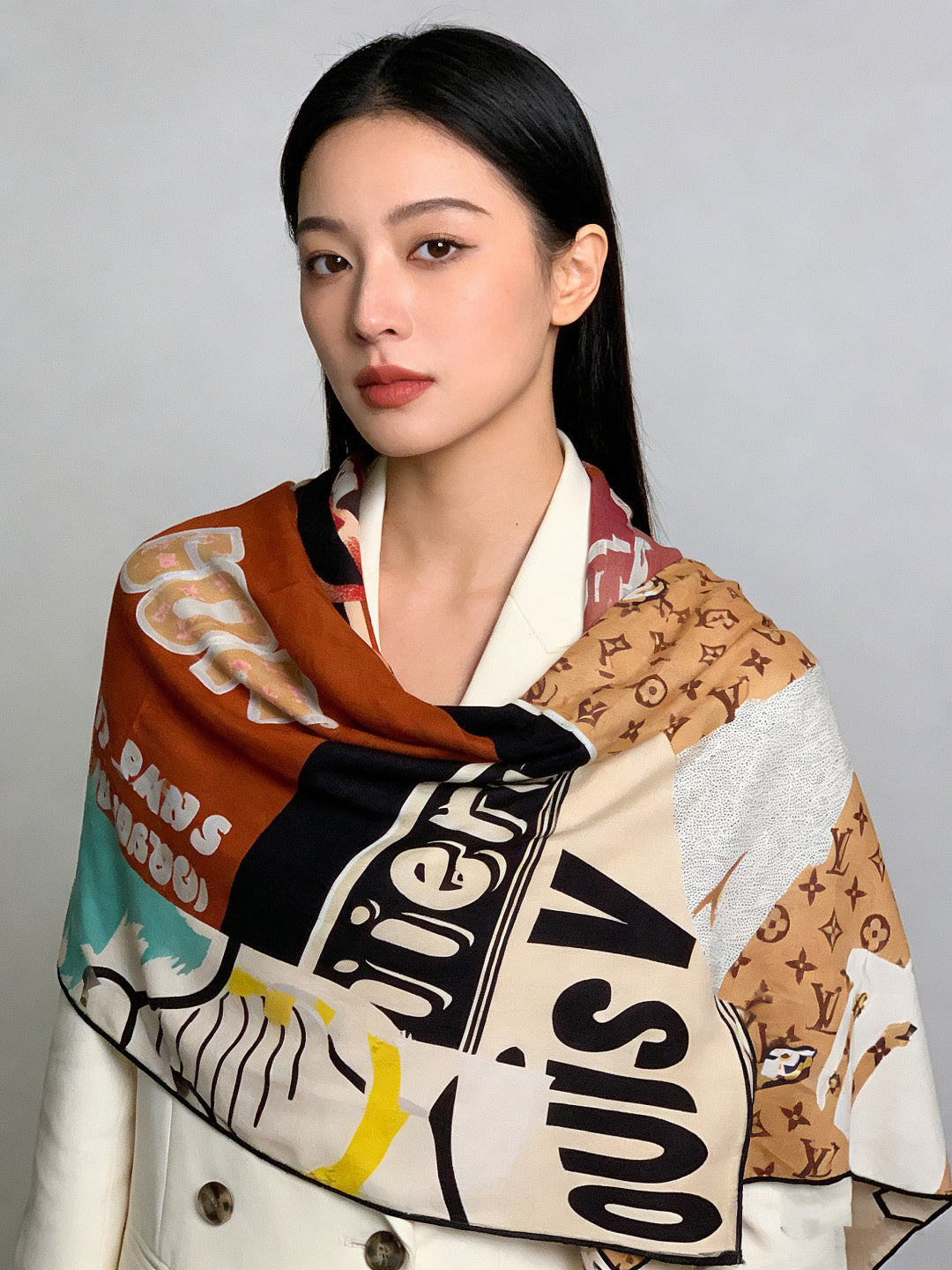 路L家-雙面絲絨 135*135cm 30%真絲70%羊絨
