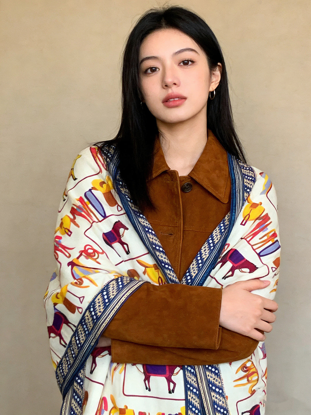 小愛款-雙面同色 140cm*140cm 真絲羊絨方巾 70%羊絨+30％