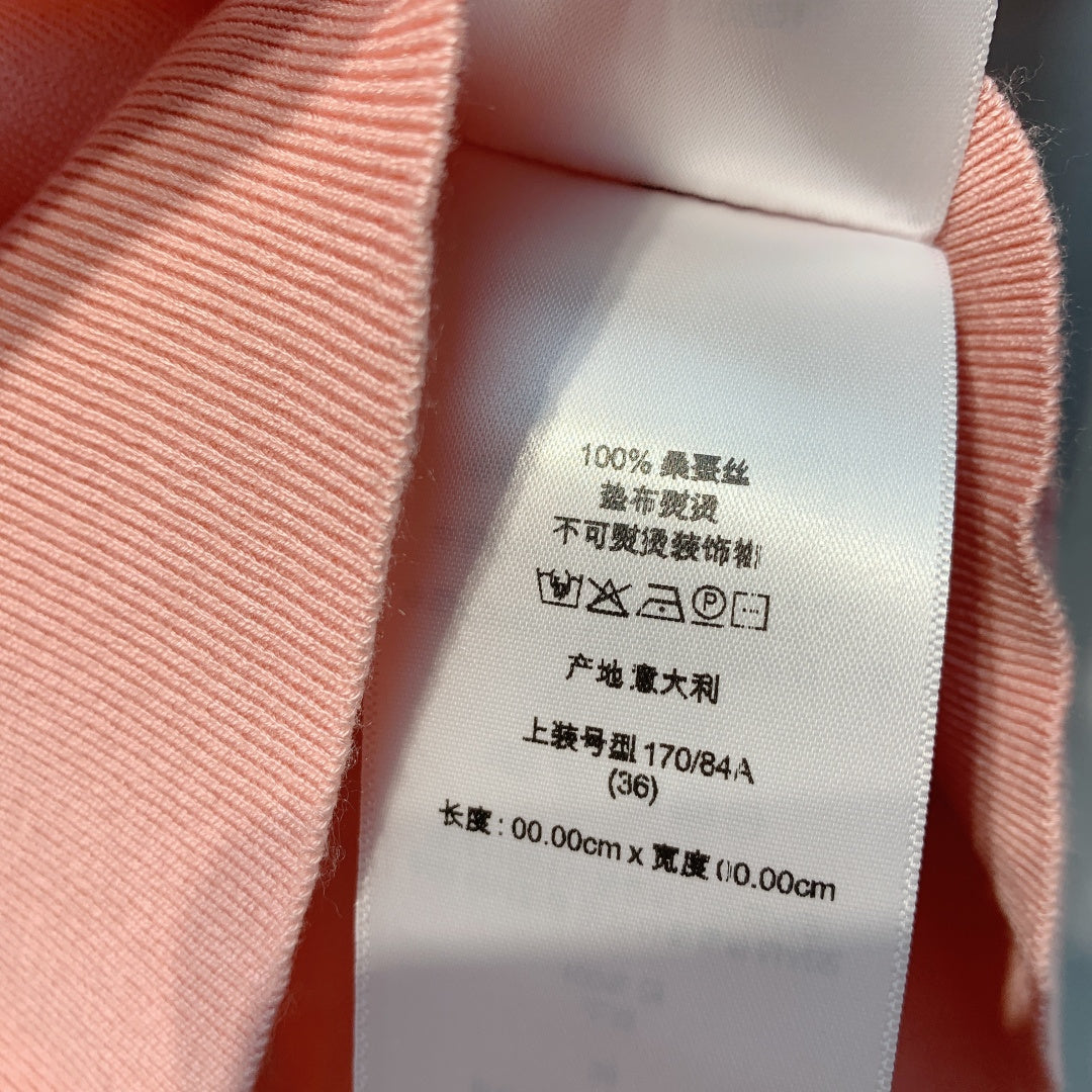 迪D家-圓領造型針織短袖 粉色