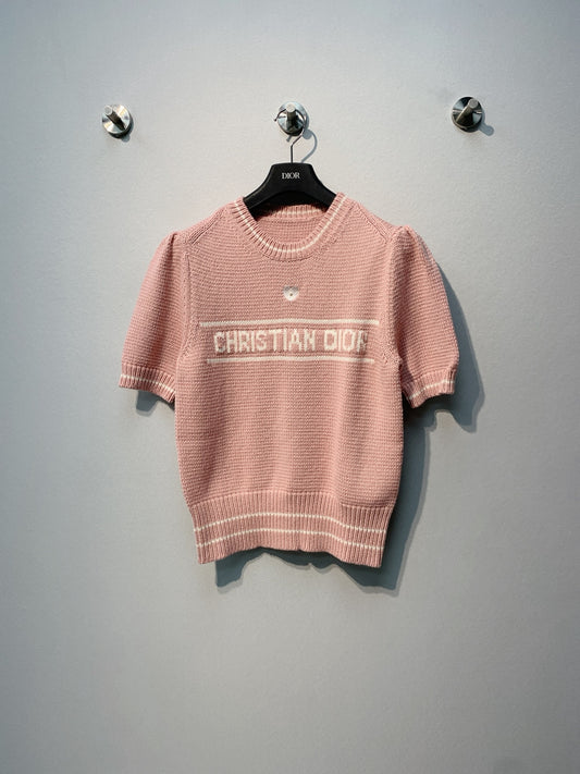 迪D家-圓領愛心刺繡圖案短袖上衣