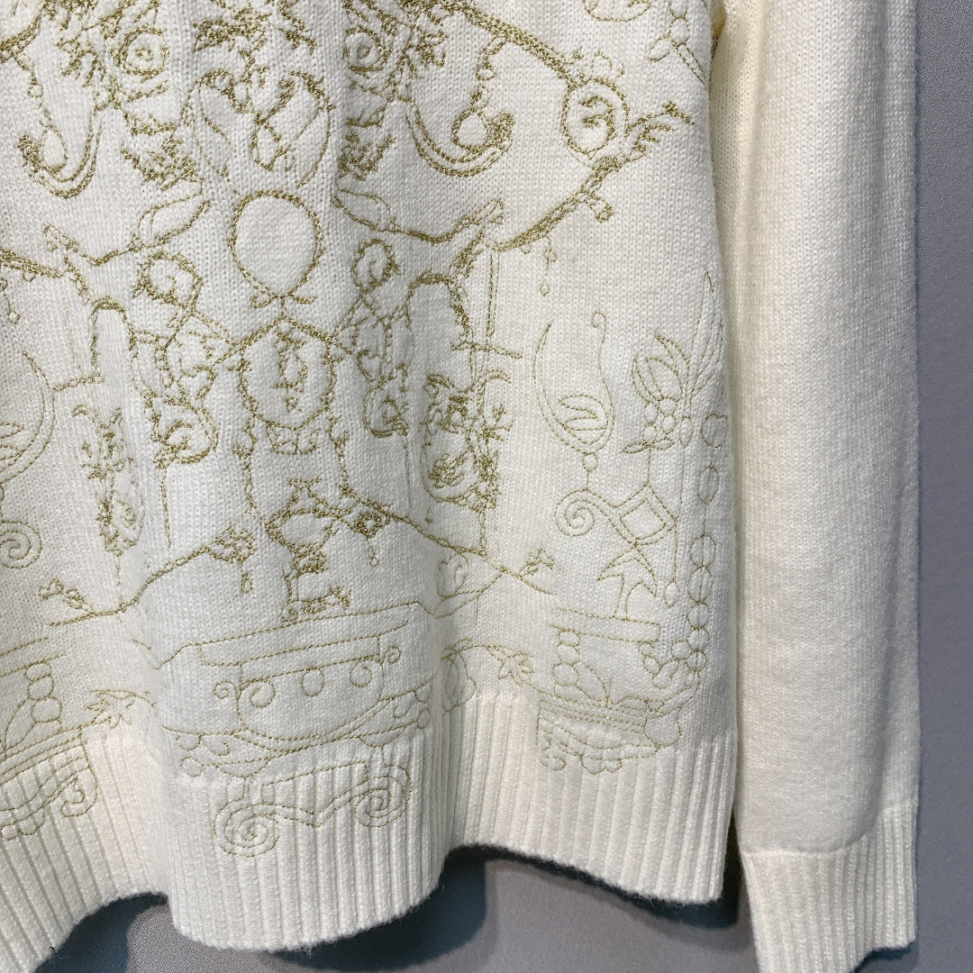 迪D家-刺繡圓領毛衣