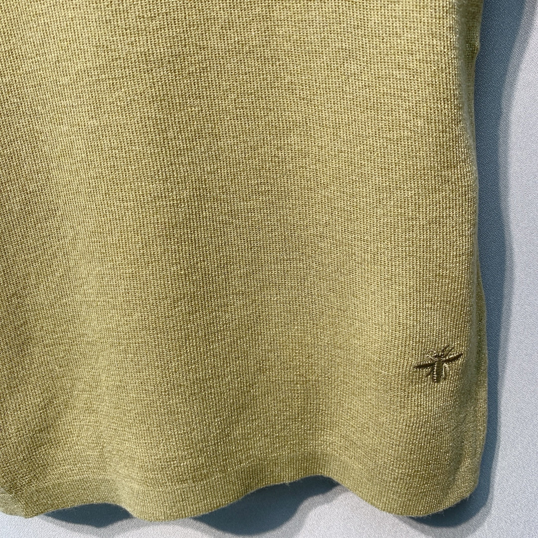 迪D家-圓領簡約刺繡小蜜蜂短袖上衣 黃色