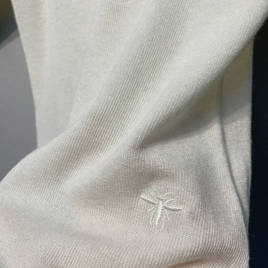 迪D家-圓領簡約刺繡小蜜蜂短袖上衣 白色