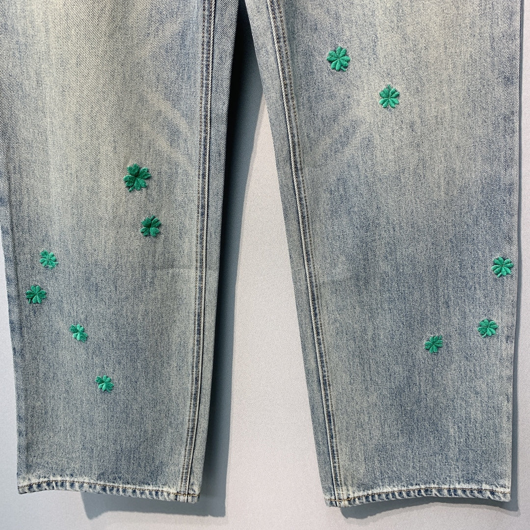 迪D家-四葉草刺繡時髦牛仔褲