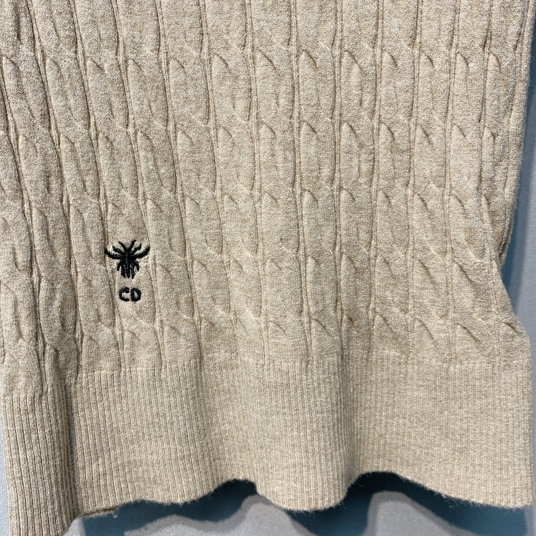 迪D家-V領刺繡蜜蜂無袖上衣 卡其