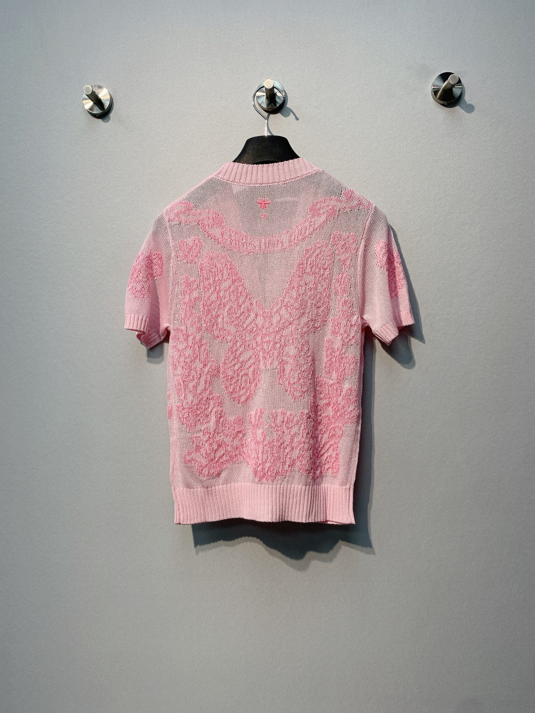 迪D家-V領重工刺繡蝴蝶開襟衫 粉色