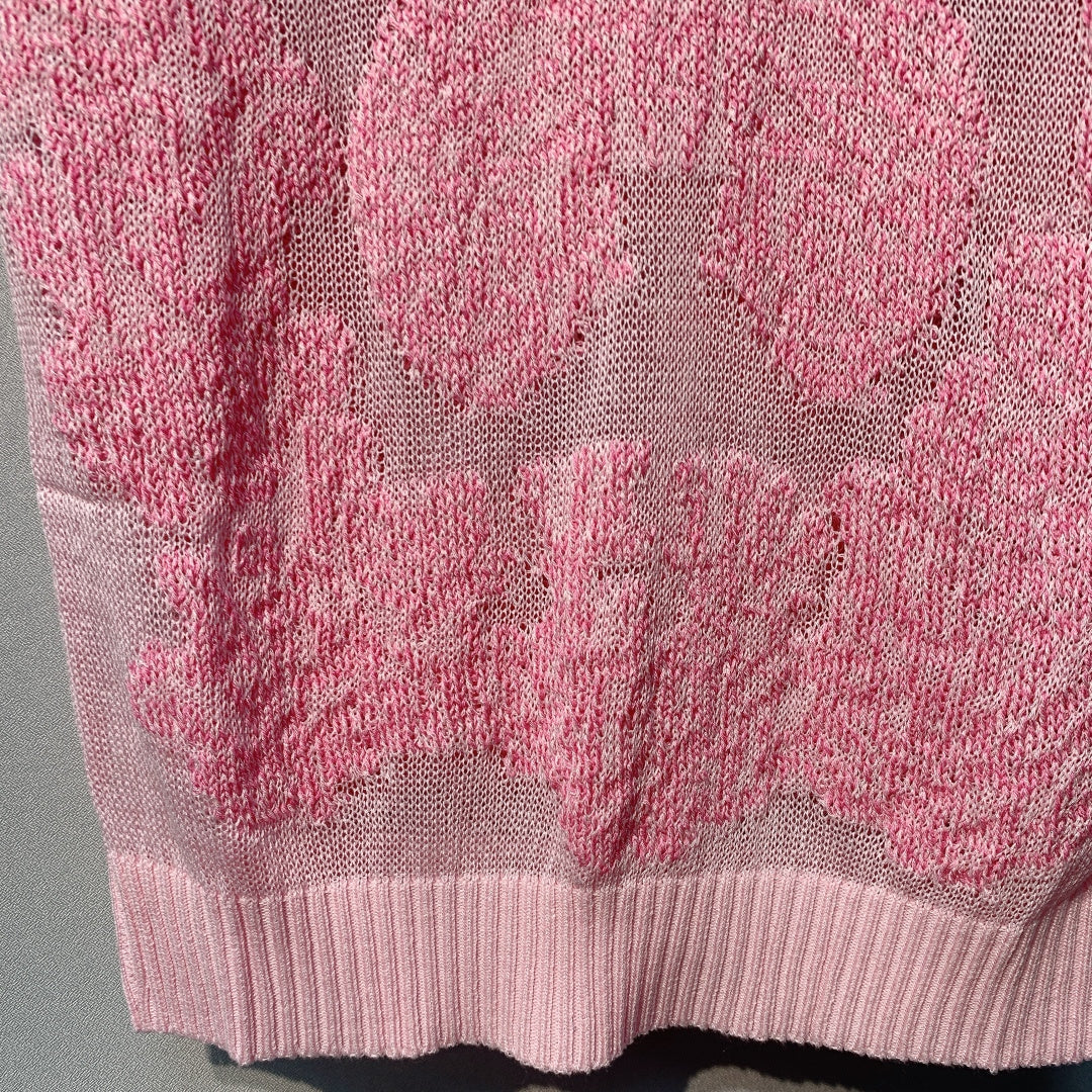 迪D家-蝴蝶刺繡短袖上衣 粉色