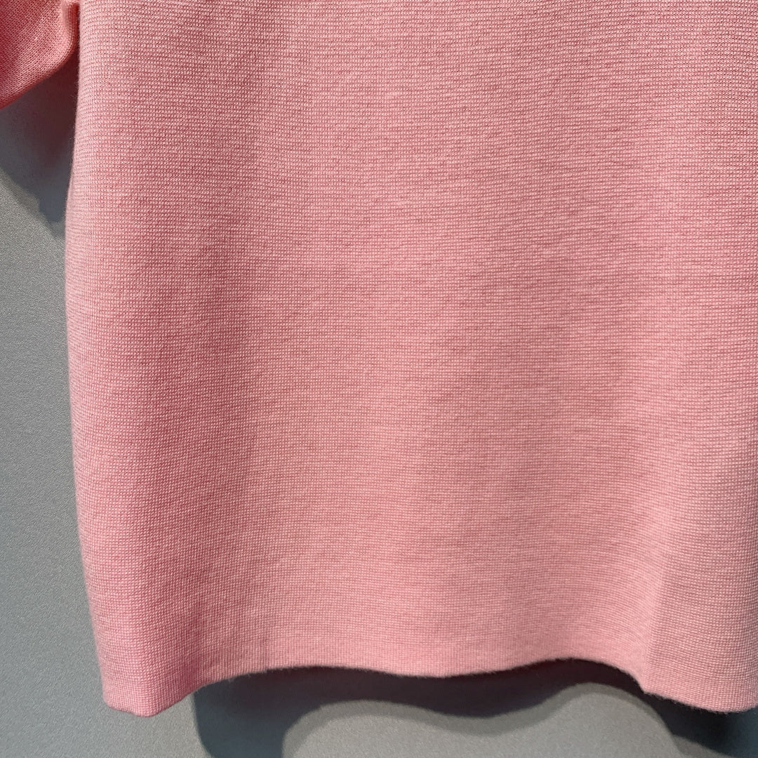 古G家-翻領胸前雙G刺繡針織Polo衫 粉色