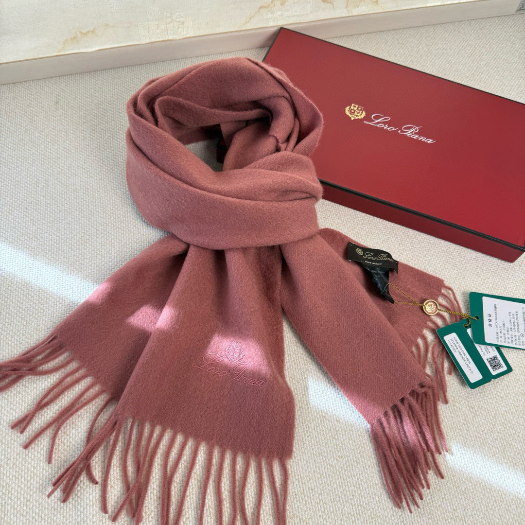 L-Piana-極品山羊絨小圍巾 30*180-煙燻粉