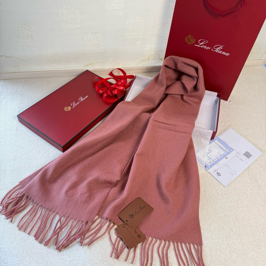 L-Piana-極品山羊絨小圍巾 30*180-煙燻粉