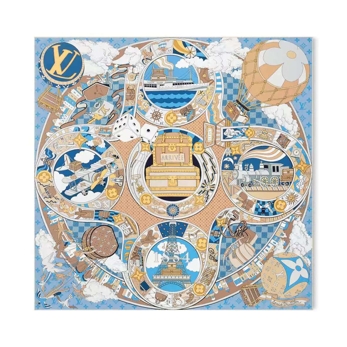 路L家-Journey方巾 90 x 90 桑蠶絲畫布