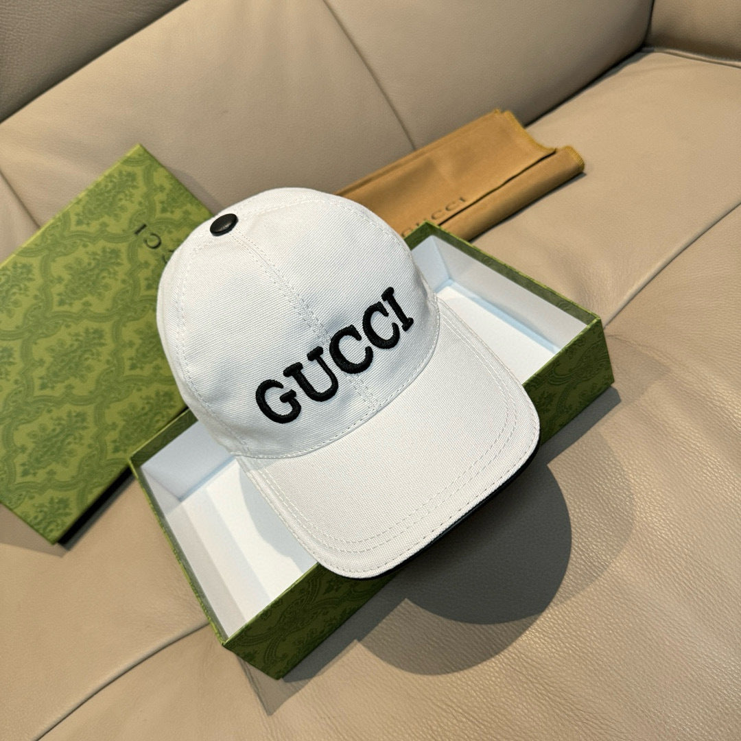 古G家-新款原單棒球帽 GUCCI刺繡-白色