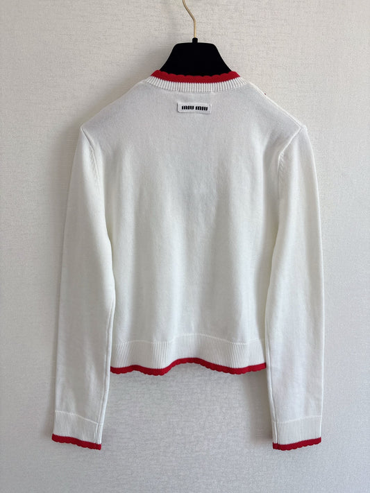 穆M家-𝟐𝟔𝐬𝐬 手工訂珠開衫 白色