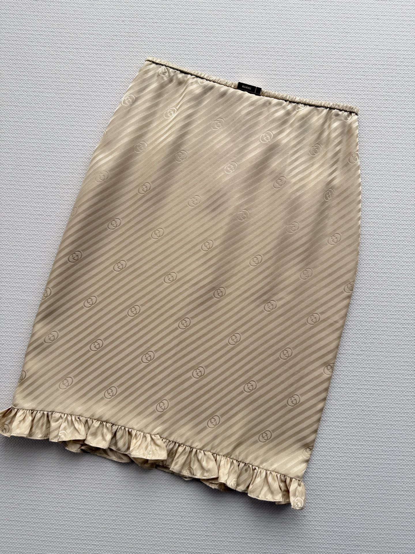 古G家-26金色條紋荷葉邊短裙
