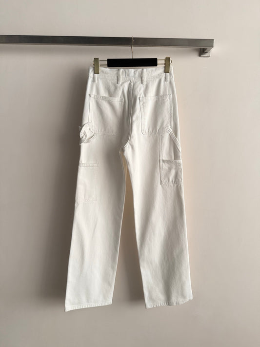 小香家-高腰直筒白色牛仔褲