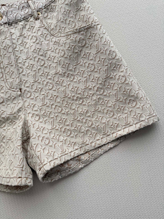 路L家-3D老花牛仔短褲