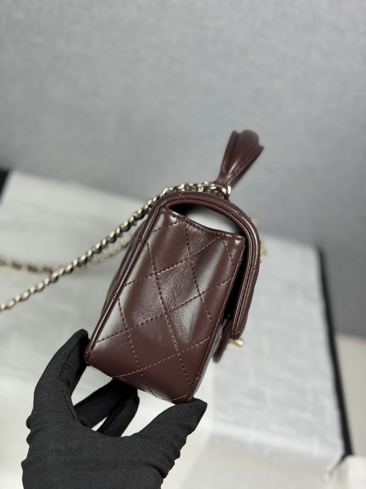 小香家-25K鑽石蝴蝶結handle mini cf 深咖