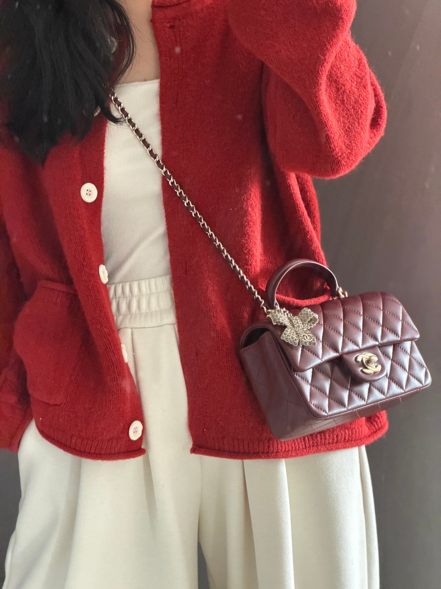 小香家-25K鑽石蝴蝶結handle mini cf 紅色