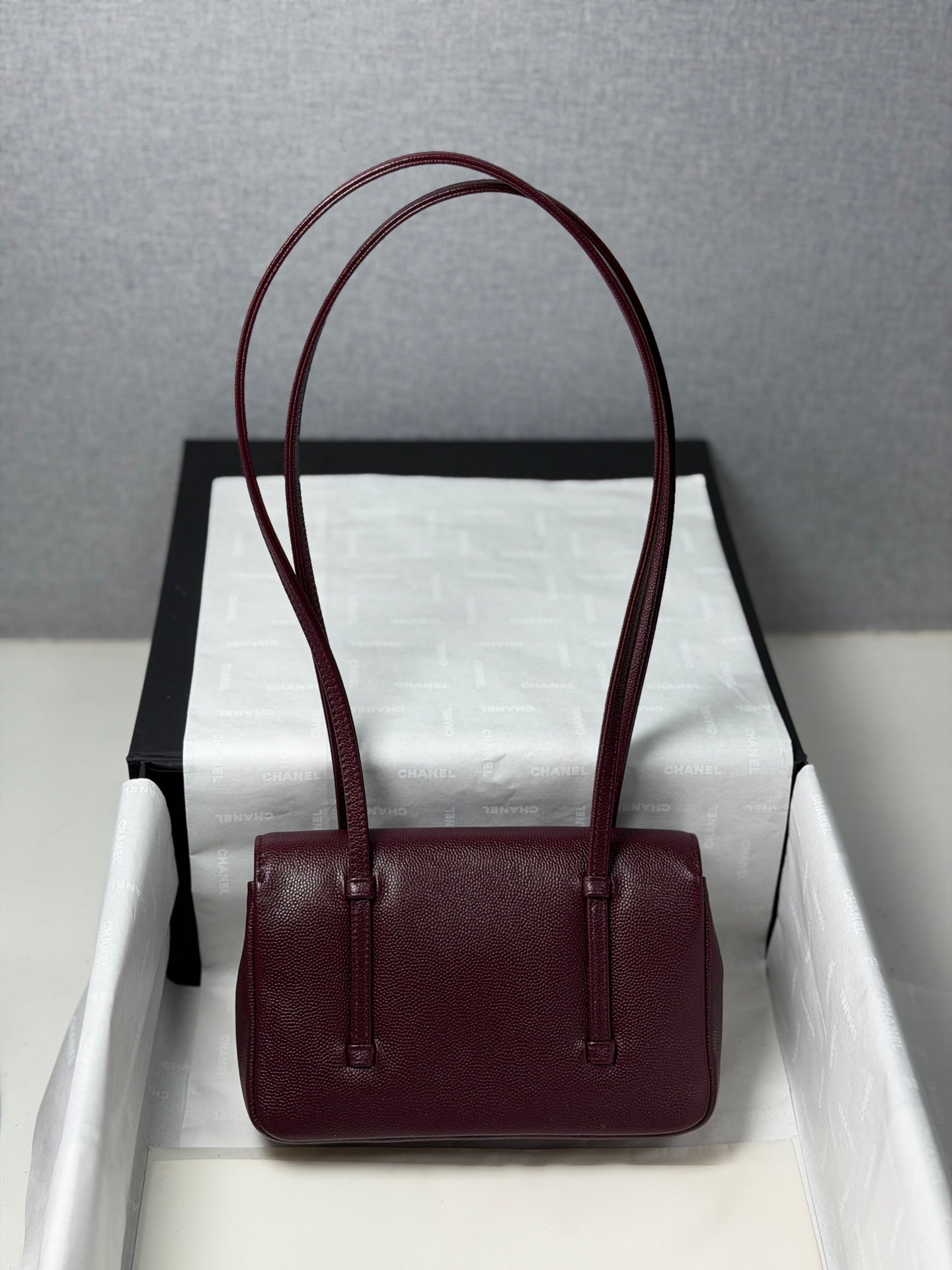 小香家-26P preppy coco單肩包 酒紅色
