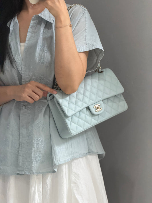 小香家-26春夏新品𝗖𝗙25baby藍/金扣 銀扣