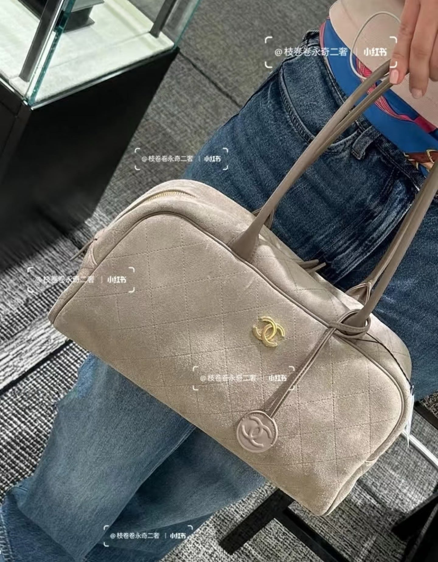 小香家-26 麂皮保齡球包 灰色