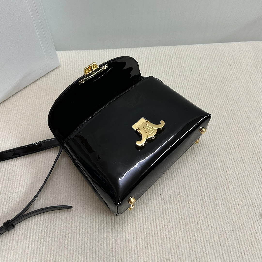 賽C家-凱旋門 kelly 手袋 漆皮黑色
