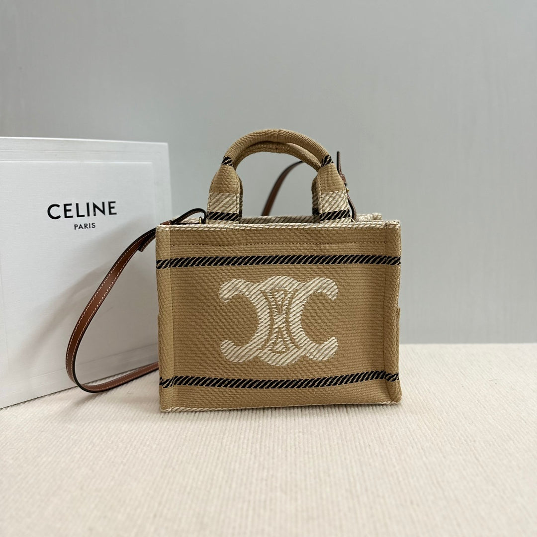 賽C家-牛皮革凱旋門 托特包 小號 米色
